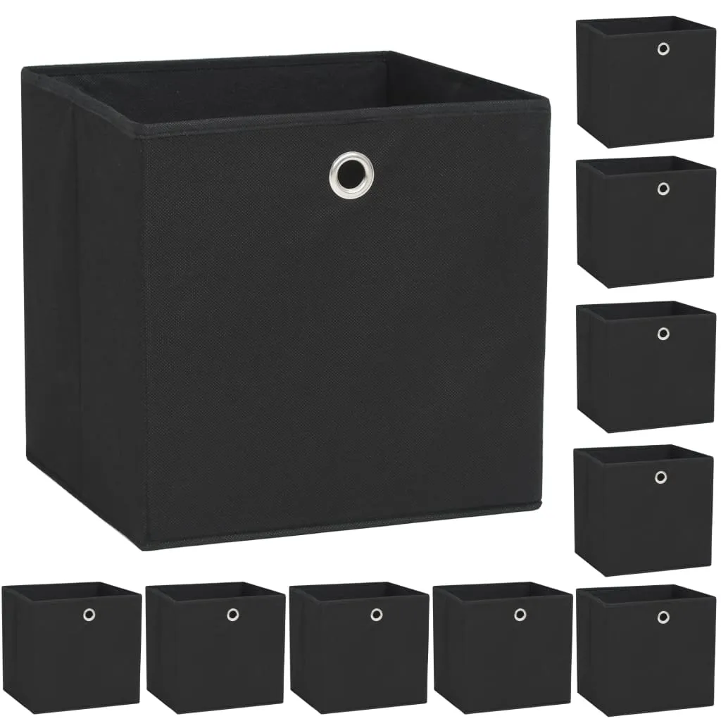 vidaXL Contenitori 10 pz in Tessuto non Tessuto 32x32x32 cm Nero