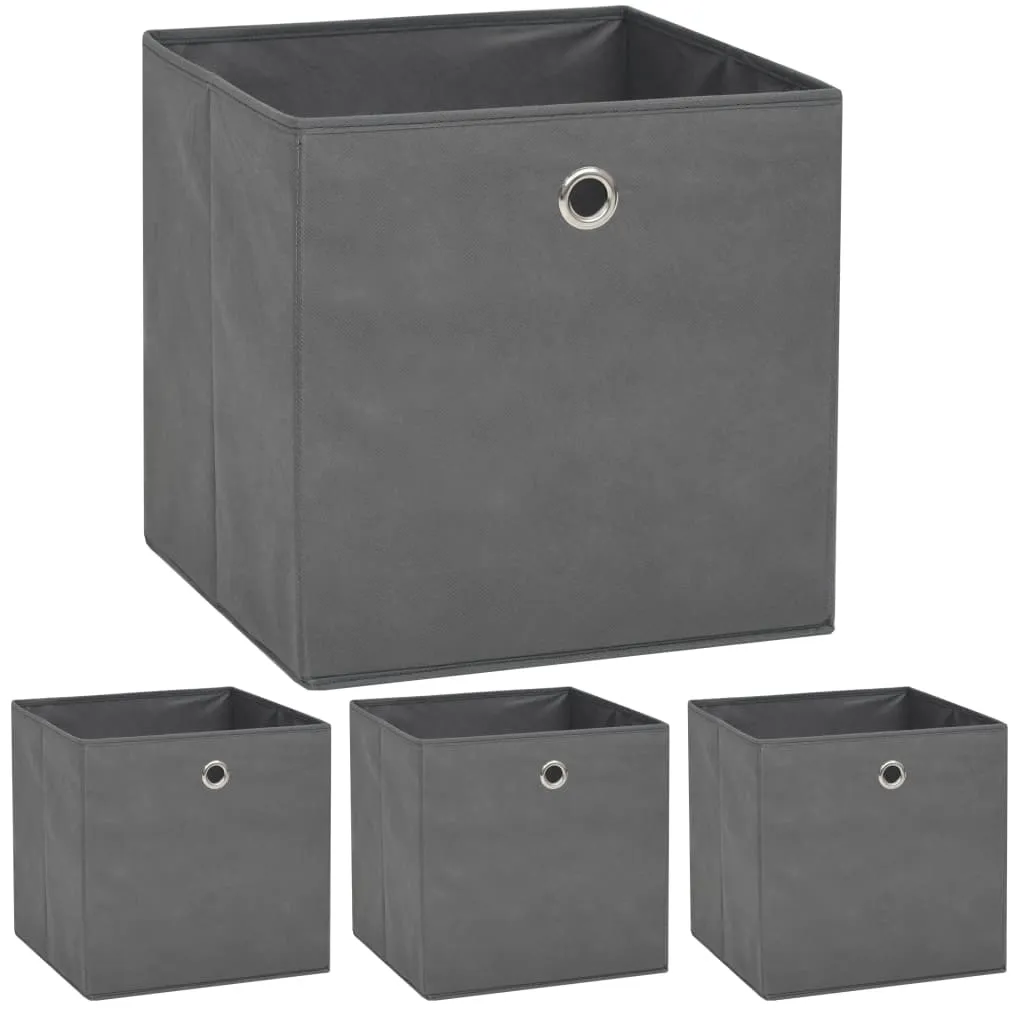 vidaXL Contenitori 4 pz in Tessuto non Tessuto 32x32x32 cm Grigio