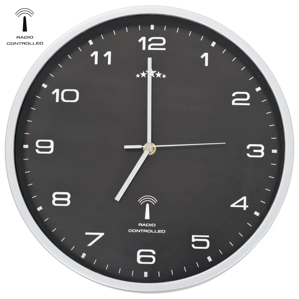 vidaXL Orologio a Parete Radiocontrollato Movimento Quarzo 31 cm Nero