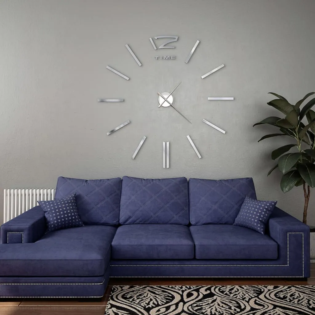 vidaXL Orologio da Parete 3D in Stile Moderno 100cm XXL Argento