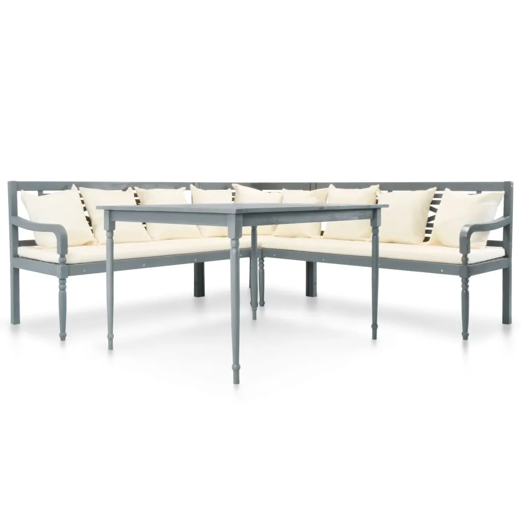 vidaXL Set Divani da Giardino 4 pz in Massello di Acacia Grigio Bianco