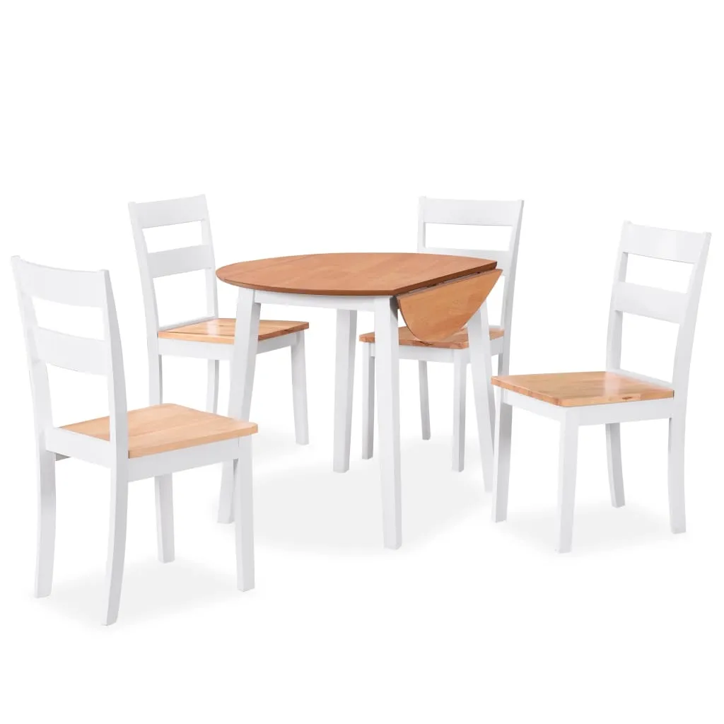 vidaXL Set da Pranzo 5 pz in MDF e Legno di Hevea Bianco