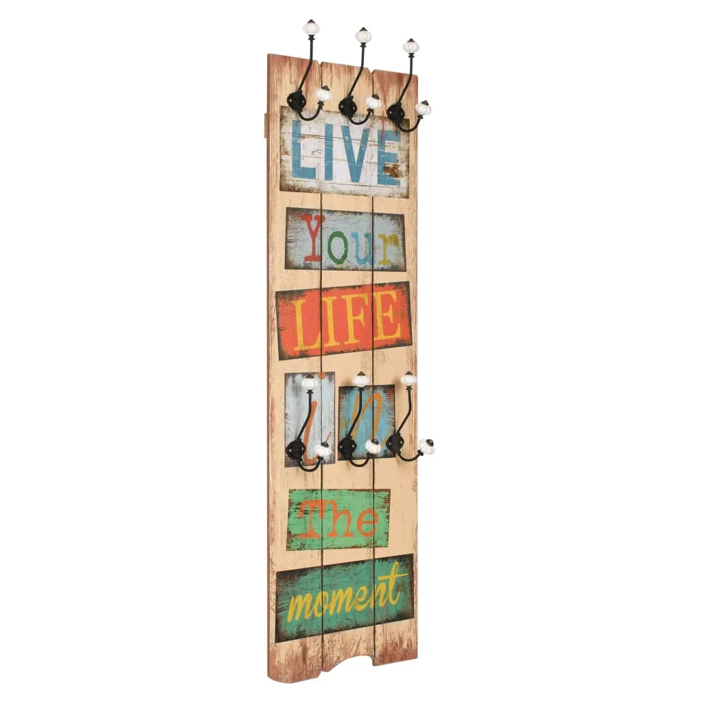 vidaXL Appendiabiti da Parete con 6 Ganci LIVE LIFE 120x40 cm