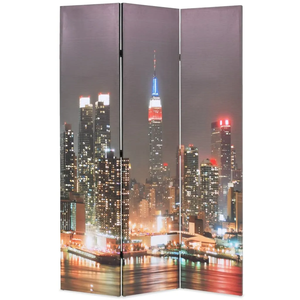 vidaXL Paravento Pieghevole 120x170 cm Stampa New York di Notte