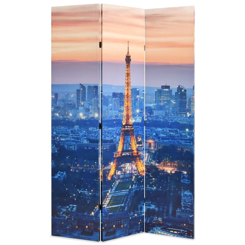 vidaXL Paravento Pieghevole 120x170 cm Stampa Parigi di Notte