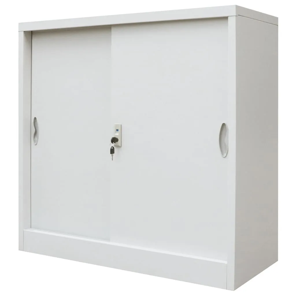 vidaXL Armadio per Ufficio Porte Scorrevoli Metallo 90x40x90 cm Grigio