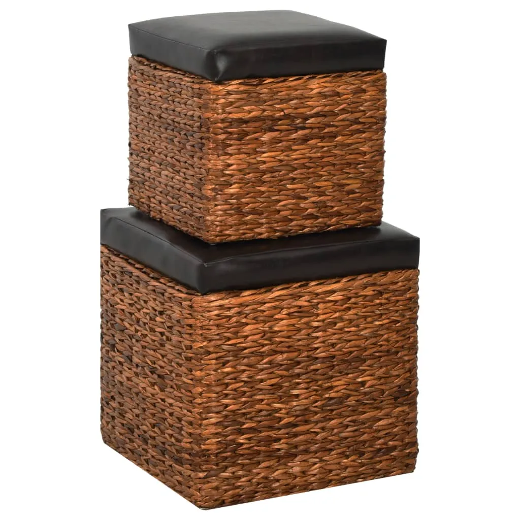 vidaXL Set Pouf 2 pz in Giunco Marrone