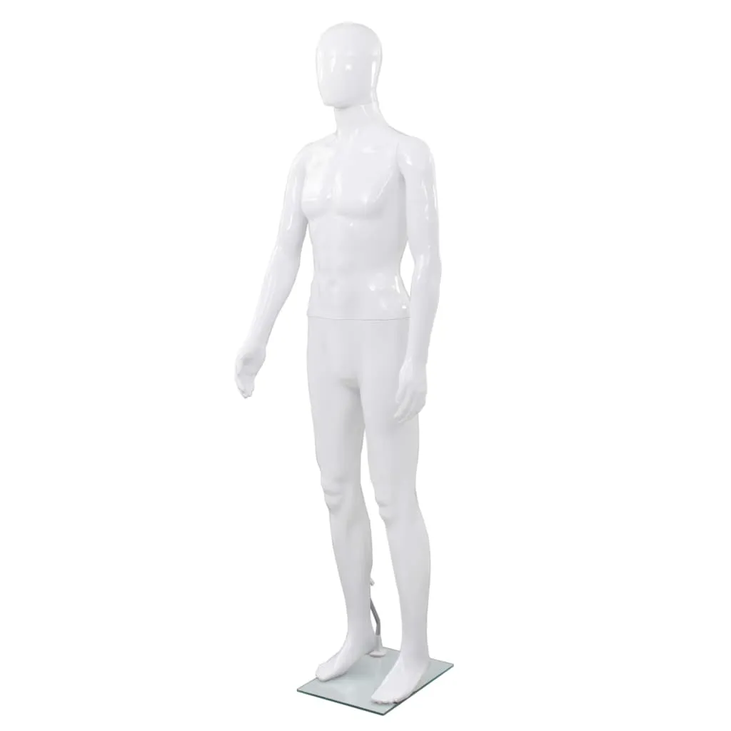 vidaXL Manichino Uomo Figura Intera Base in Vetro 185 cm Bianco Lucido