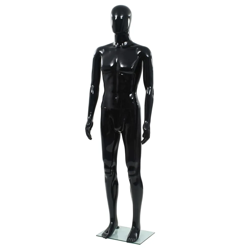 vidaXL Manichino Uomo Figura Intera Base in Vetro 185 cm Nero Lucido