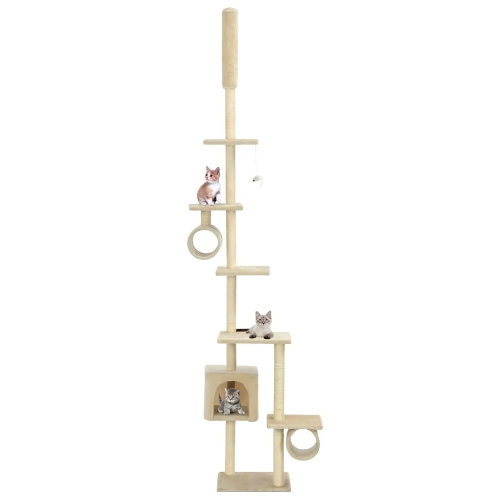 vidaXL Albero per Gatti con Pali Tiragraffi in Sisal 260 cm Beige