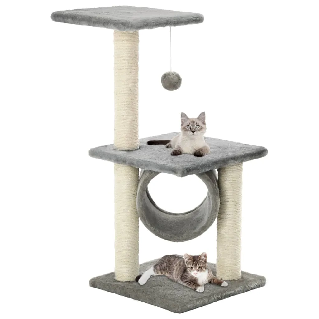 vidaXL Albero per Gatti con Tiragraffi in Sisal 65 cm Grigio