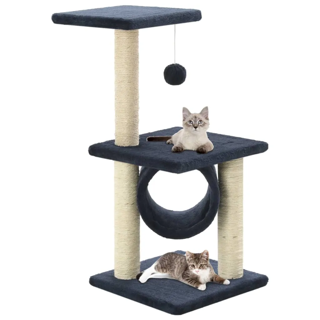 vidaXL Albero per Gatti con Tiragraffi in Sisal 65 cm Blu Scuro