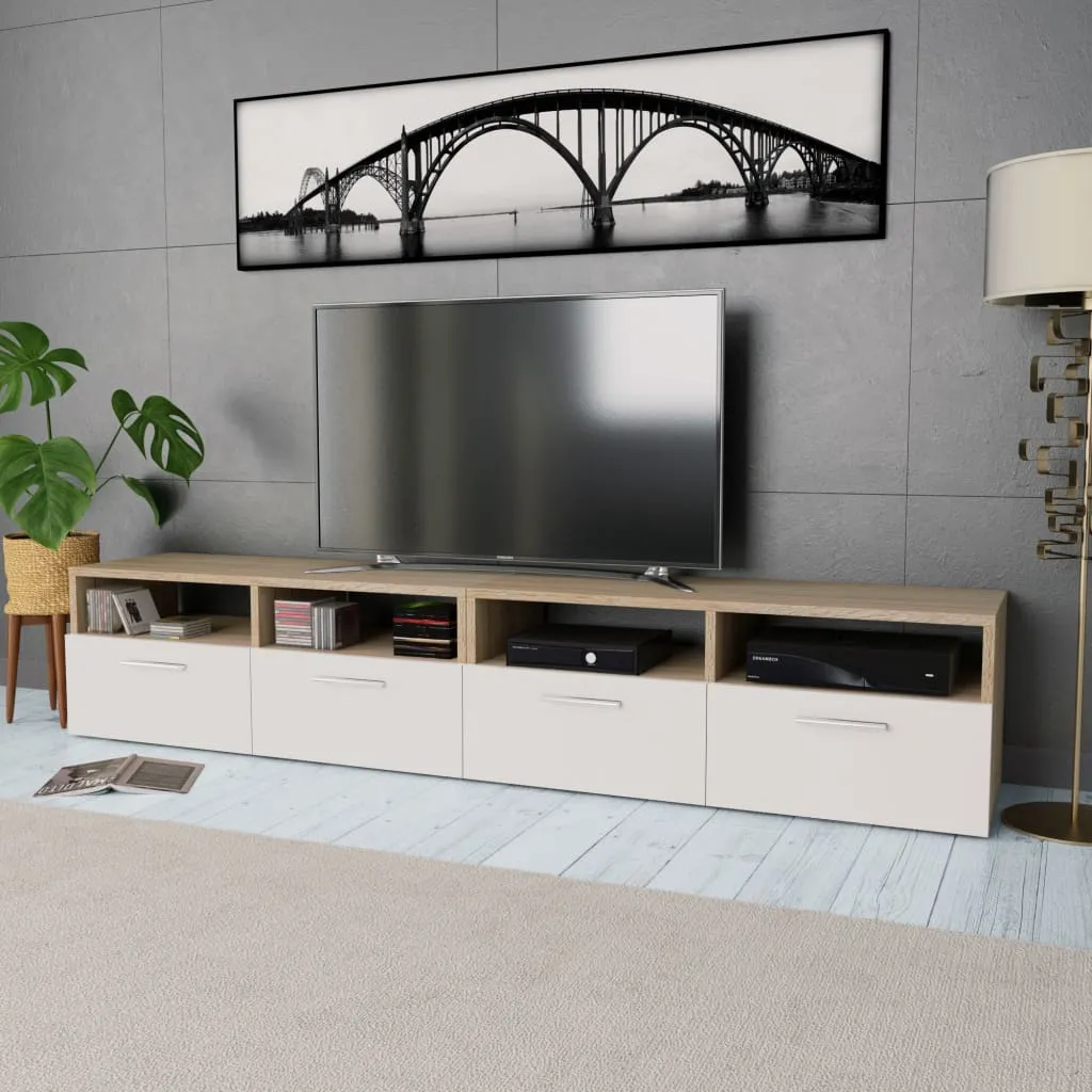 vidaXL Mobili TV 2 pz in Legno Multistrato 95x35x36 cm Rovere e Bianco