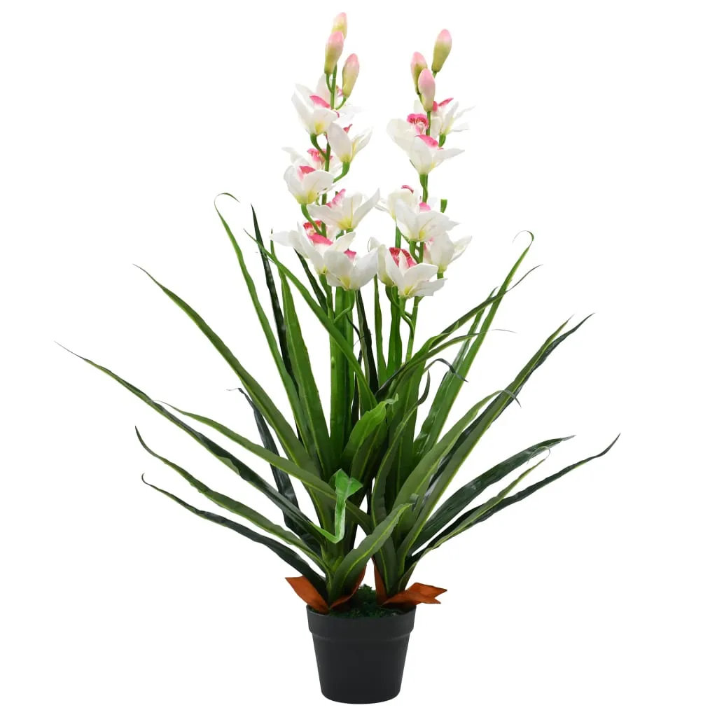 vidaXL Orchidea Cymbidium Artificiale con Vaso 100 cm Verde