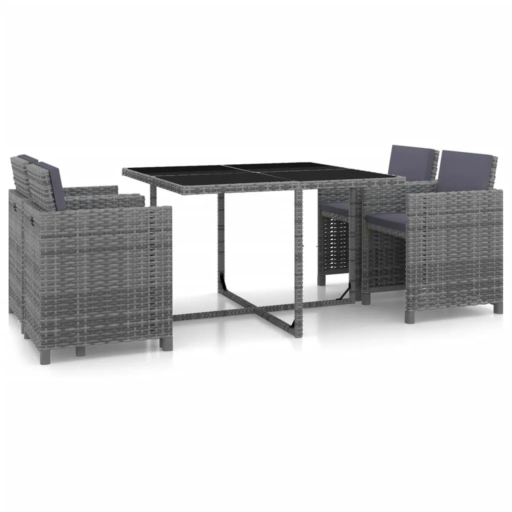 vidaXL Set da Pranzo da Giardino 5 pz con Cuscini in Polyrattan Grigio