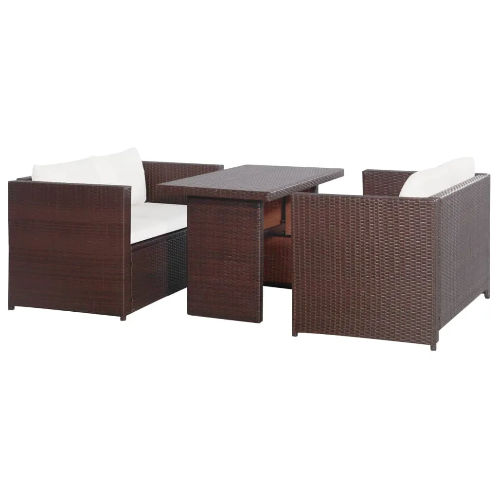 vidaXL Set da Bistrot 3 pz con Cuscini in Polyrattan Marone