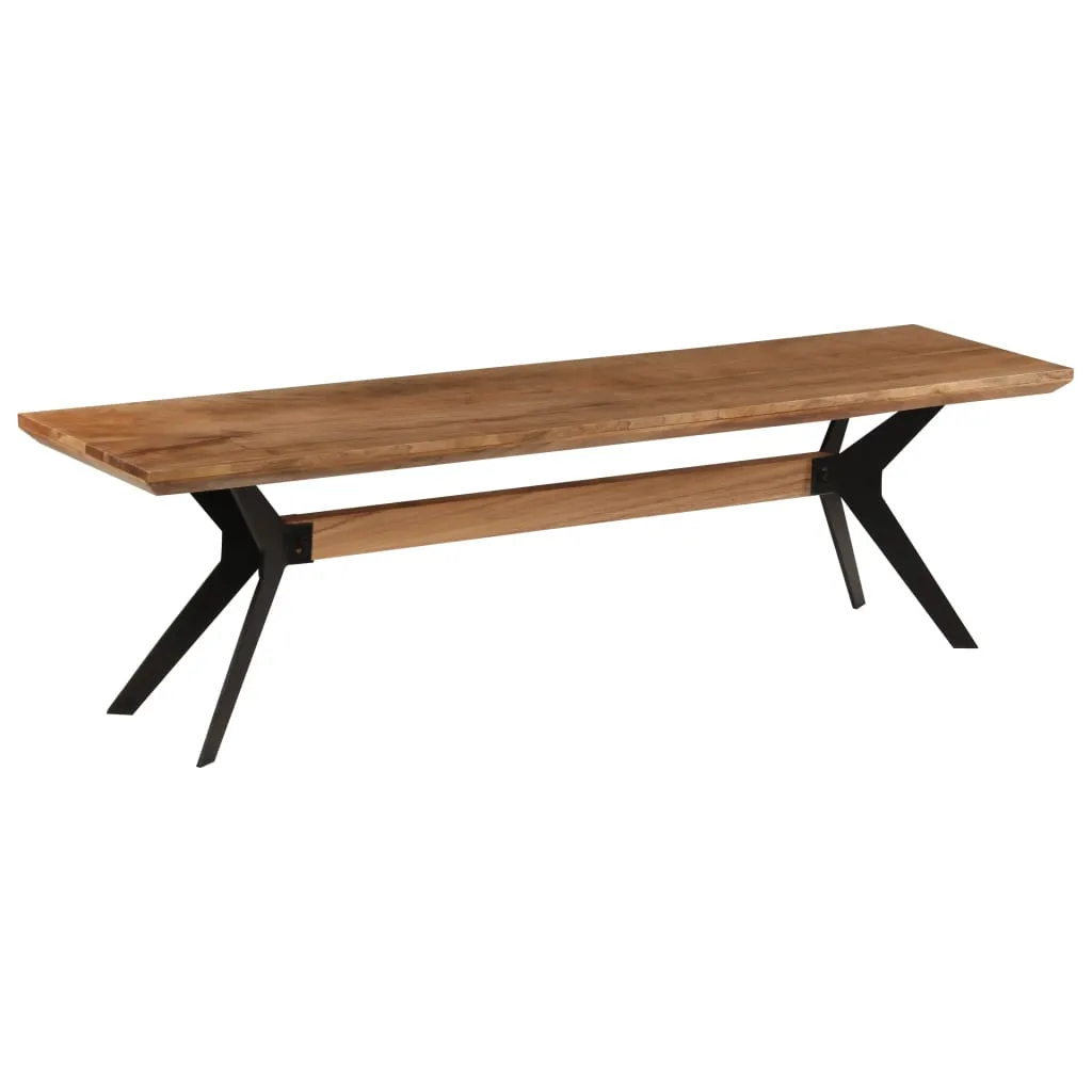 vidaXL Panca da Pranzo Legno Massello d'Acacia e Acciaio 160x40x45 cm