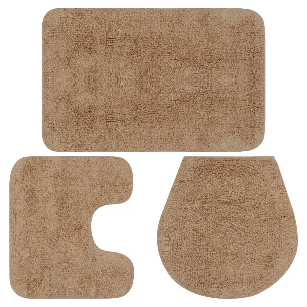 vidaXL Set Tappetini per Bagno 3 pz in Tessuto Beige