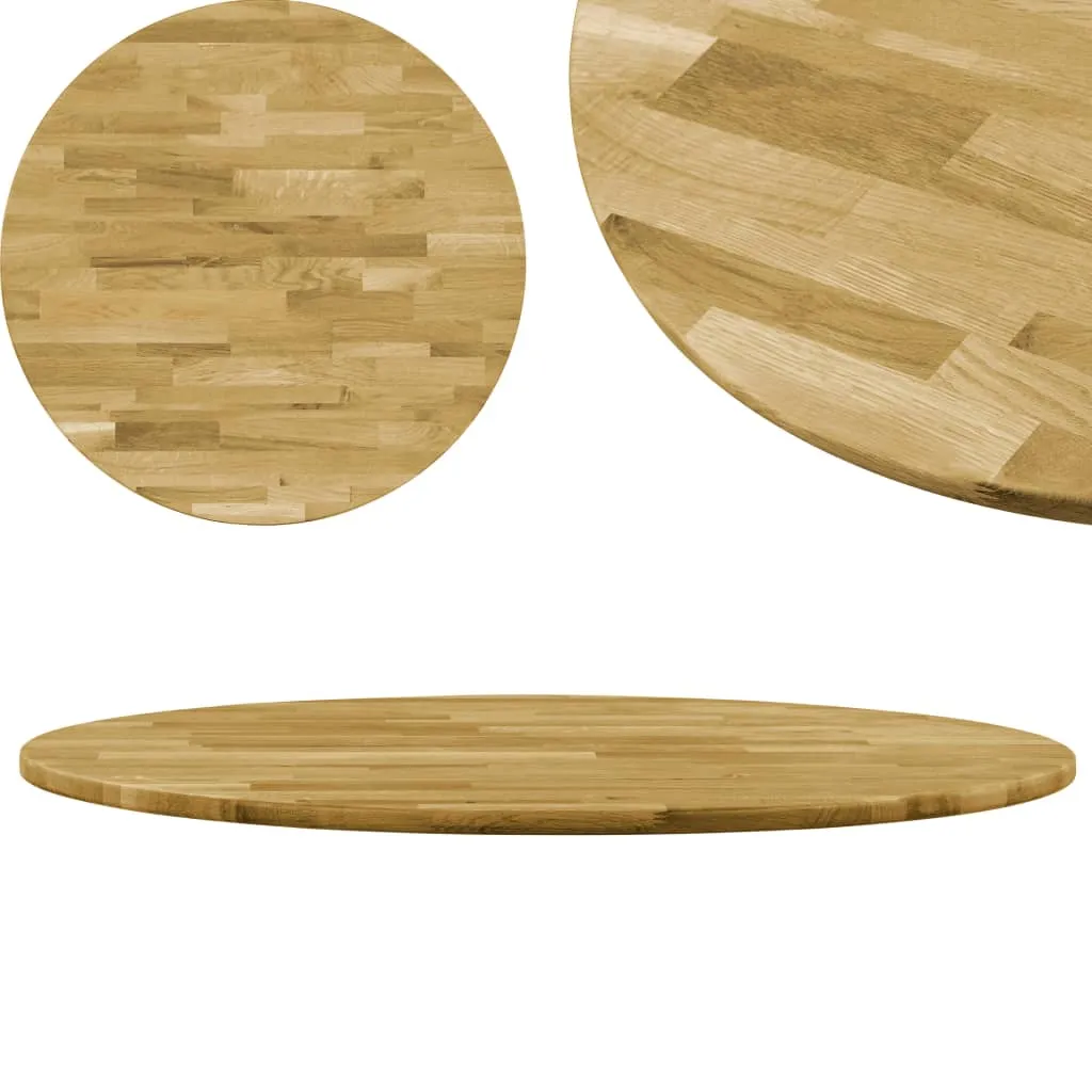 vidaXL Piano del Tavolo Legno Massello di Rovere Circolare 23mm 500mm