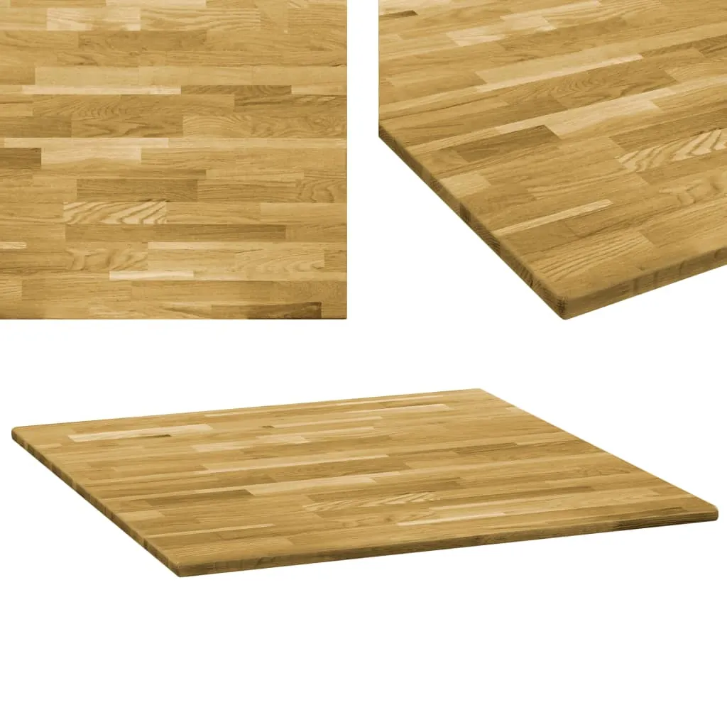 vidaXL Piano del Tavolo Legno Massello di Rovere Quadrato 23mm 70x70cm