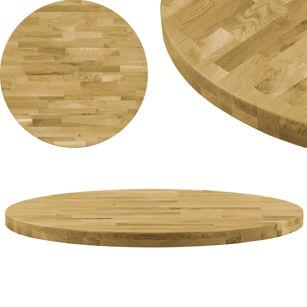 vidaXL Piano del Tavolo Legno Massello di Rovere Circolare 44mm 500mm