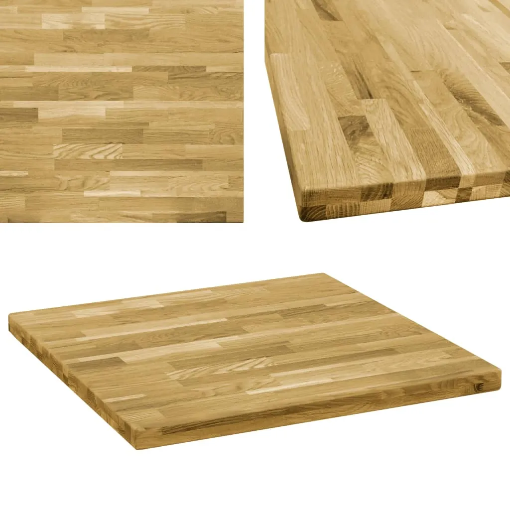 vidaXL Piano del Tavolo Legno Massello di Rovere Quadrato 44mm 70x70cm