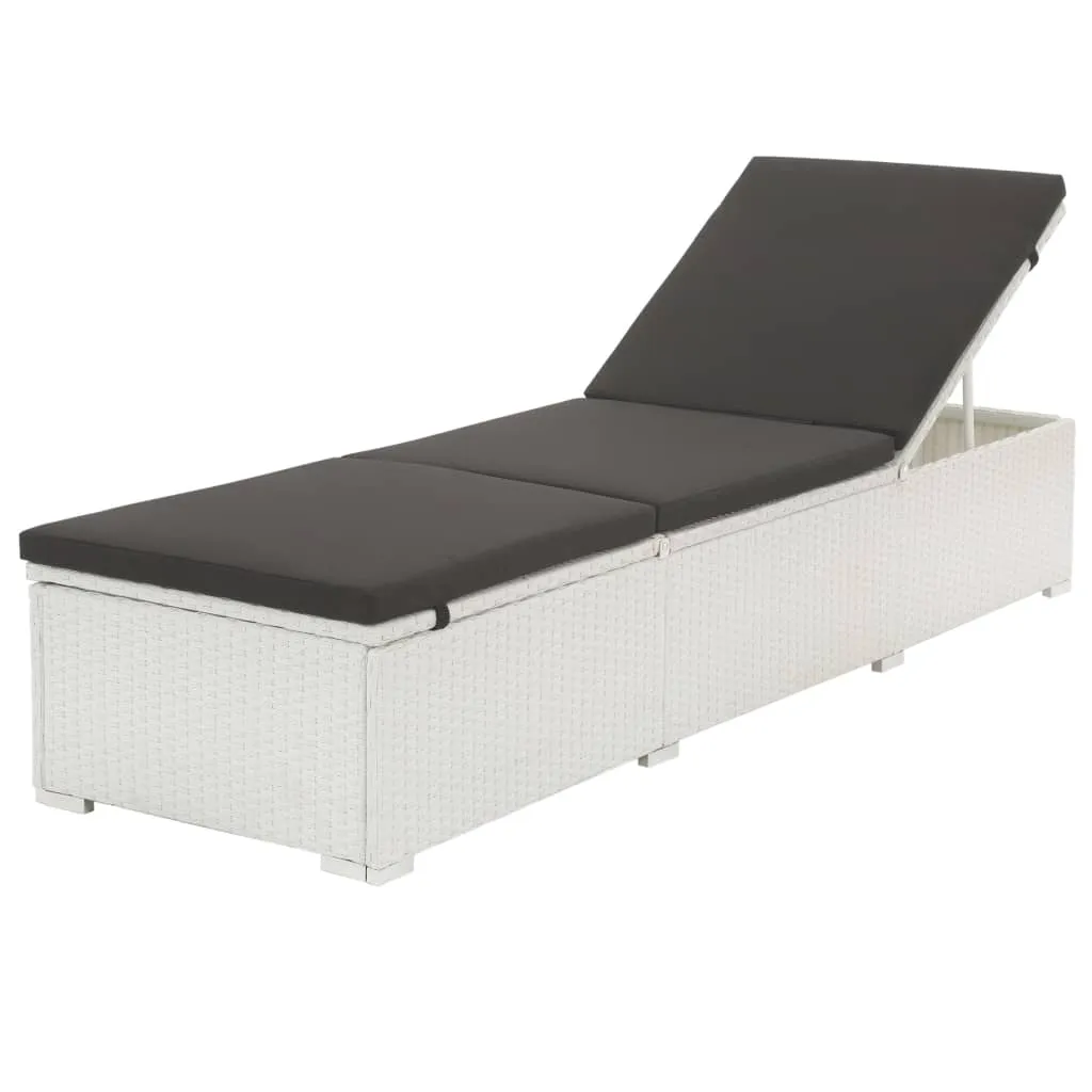 vidaXL Lettino Prendisole con Cuscino in Polyrattan Bianco