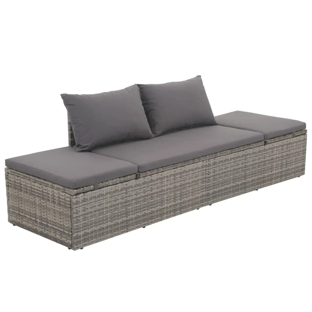 vidaXL Lettino da Giardino Grigio 195x60 cm in Polyrattan