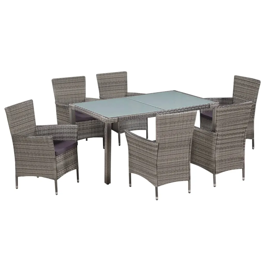 vidaXL Set da Pranzo per Esterni 7 pz con Cuscini in Polyrattan Grigio