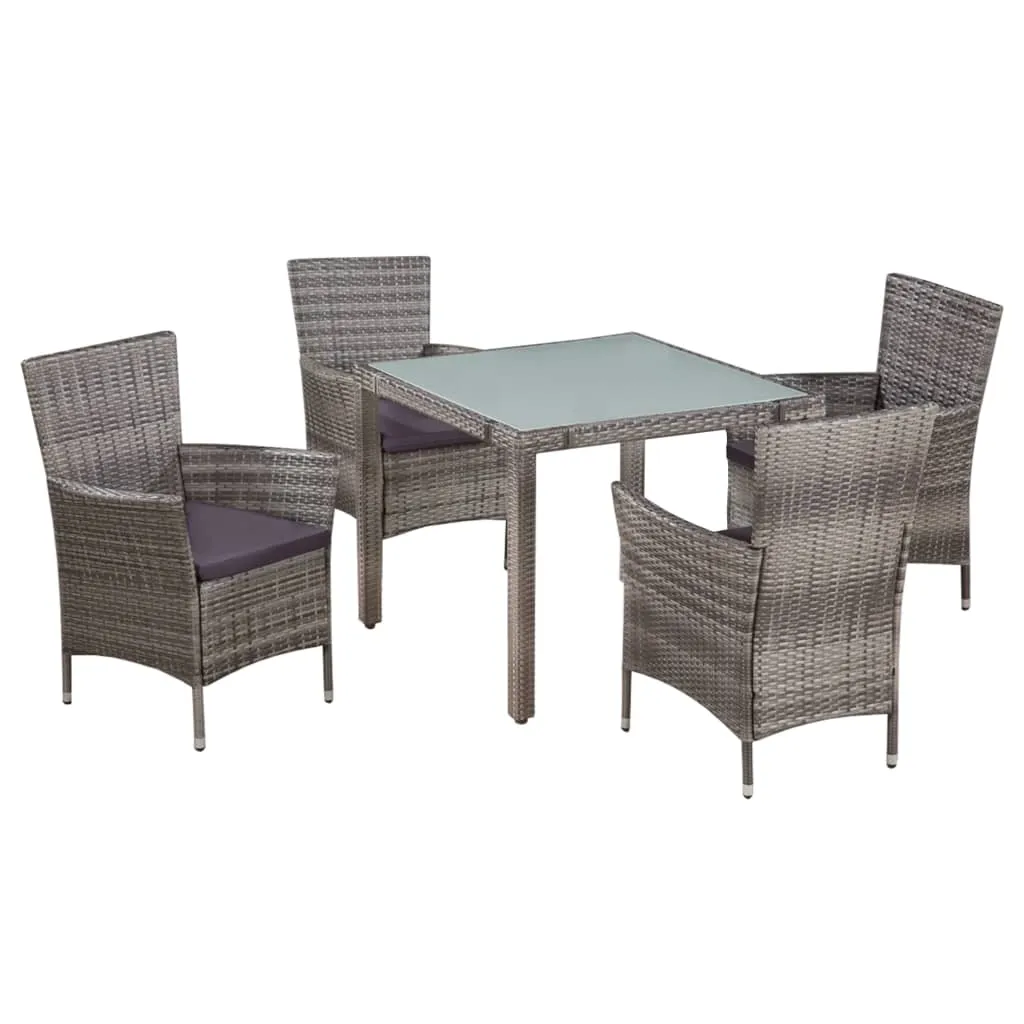 vidaXL Set da Pranzo da Giardino 5 pz con Cuscini in Polyrattan Grigio