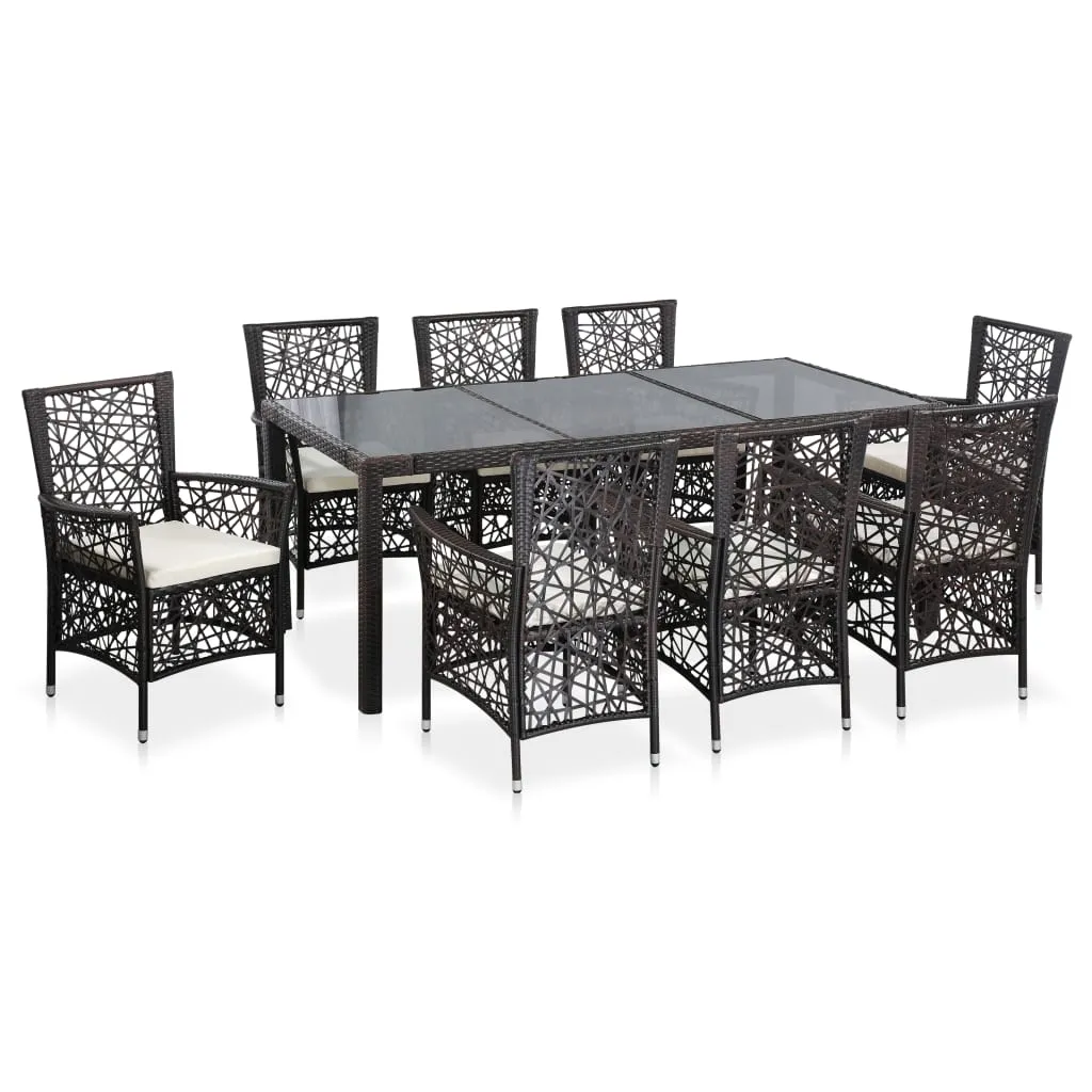 vidaXL Set da Pranzo da Giardino 9 pz in Polyrattan Marrone