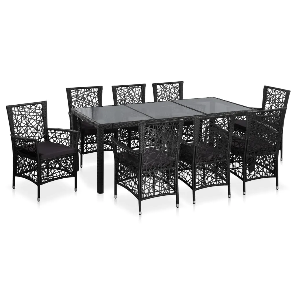 vidaXL Set da Pranzo da Giardino 9 pz in Polyrattan Nero