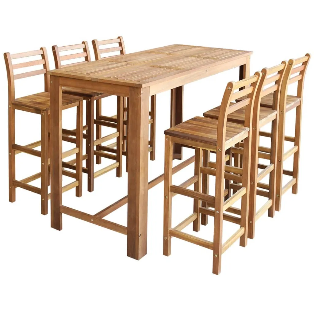 vidaXL Tavolo e Sedie da Bar Set 7 pz in Legno di Acacia Massello