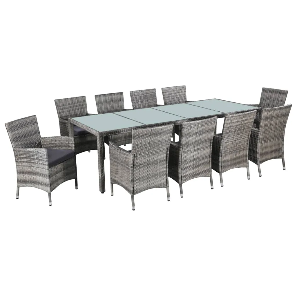 vidaXL Set da Pranzo da Giardino 11 pz con Cuscini Polyrattan Grigio