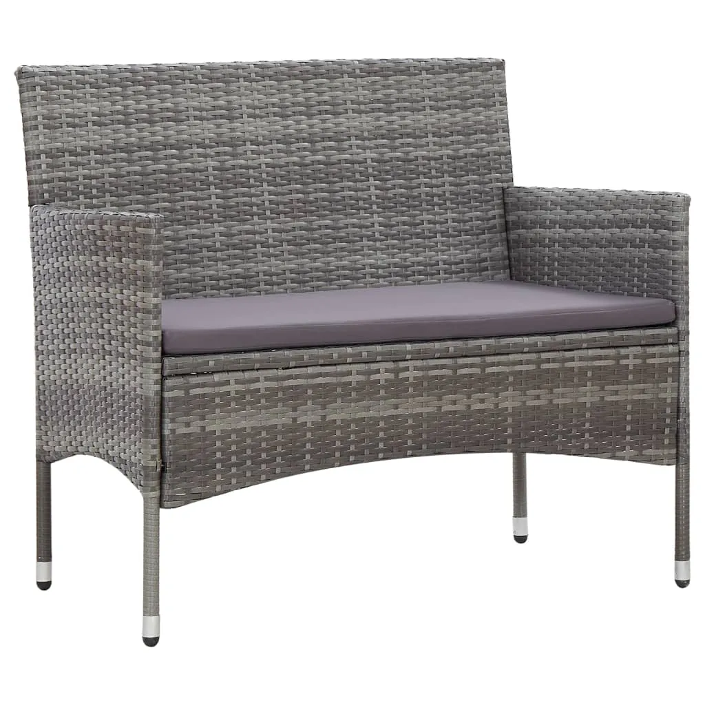 vidaXL Panchina da Giardino 105 cm in Polyrattan Grigio