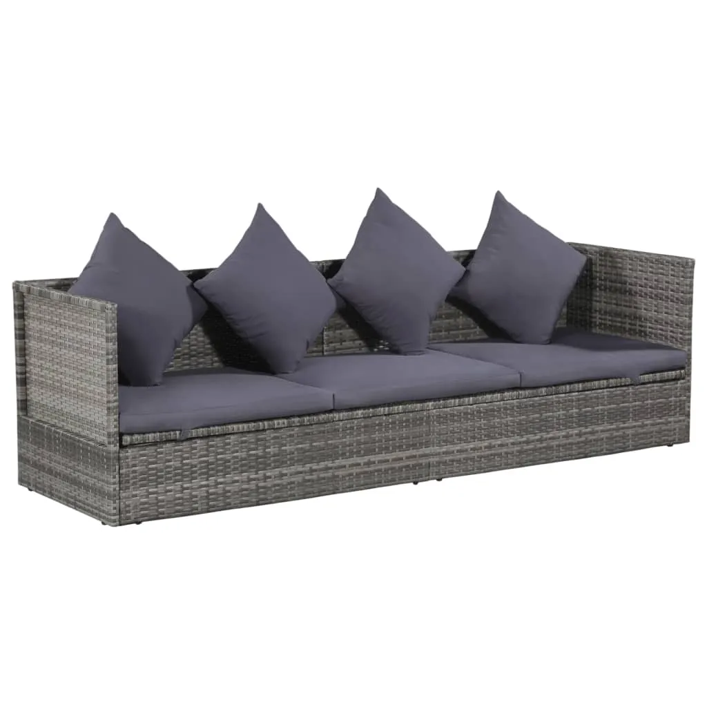 vidaXL Lettino da Giardino Grigio 200x60 cm in Polyrattan