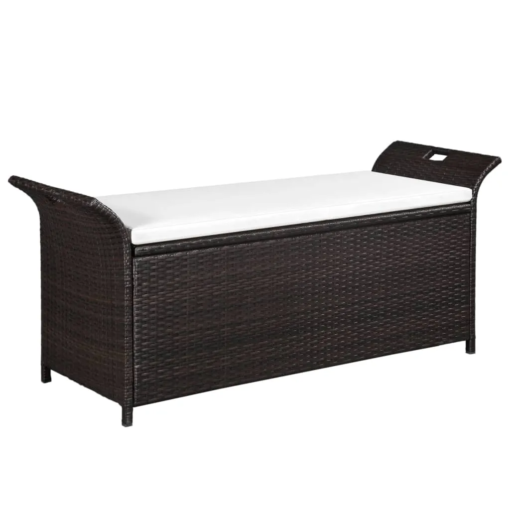 vidaXL Cassapanca con Cuscino 138 cm in Polyrattan Marrone