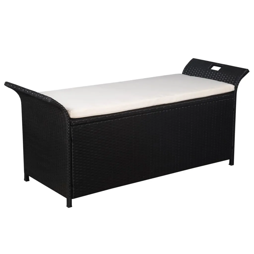 vidaXL Cassapanca con Cuscino 138 cm in Polyrattan Nero