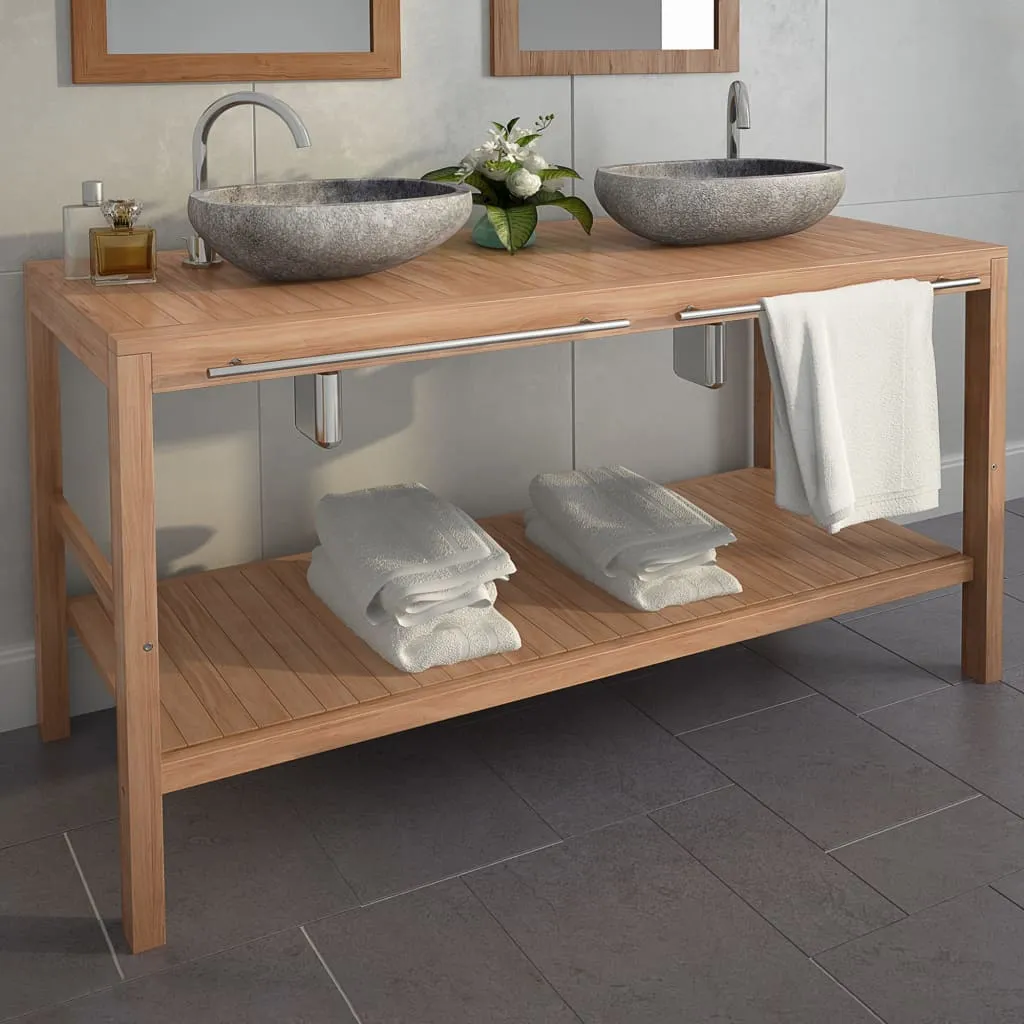 vidaXL Mobile per Lavabo in Massello di Teak  132x45x75 cm