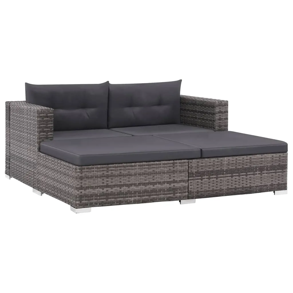 vidaXL Set Divani da Giardino 3 pz con Cuscini in Polyrattan Grigio