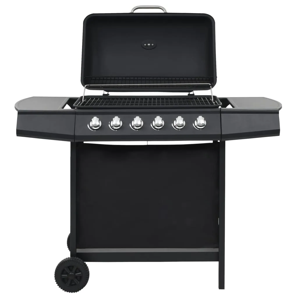 vidaXL Barbecue Griglia a Gas con 6 Fornelli Acciaio Nero