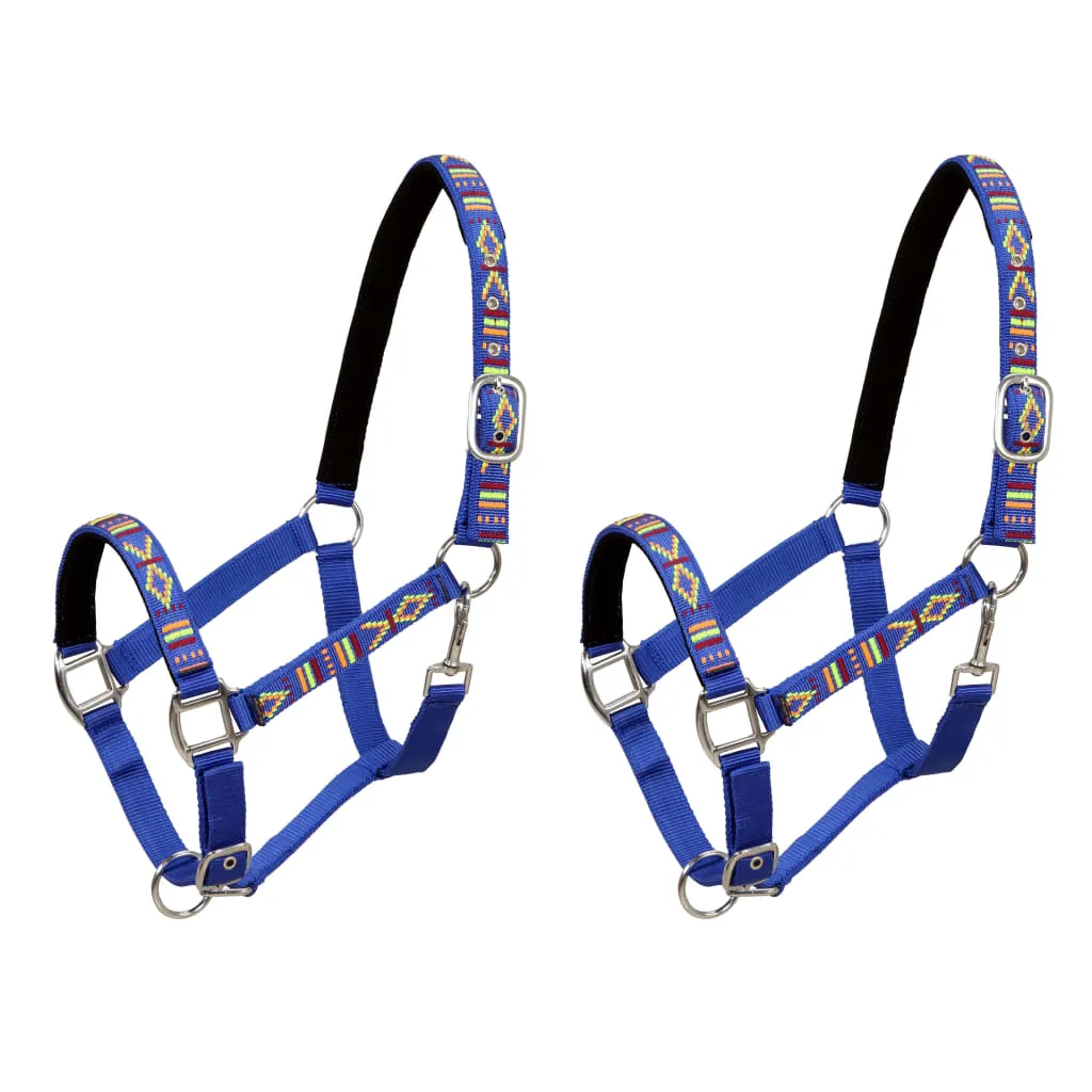 vidaXL Collare da Testa per Cavallo 2 pz in Nylon Taglia Cob Blu