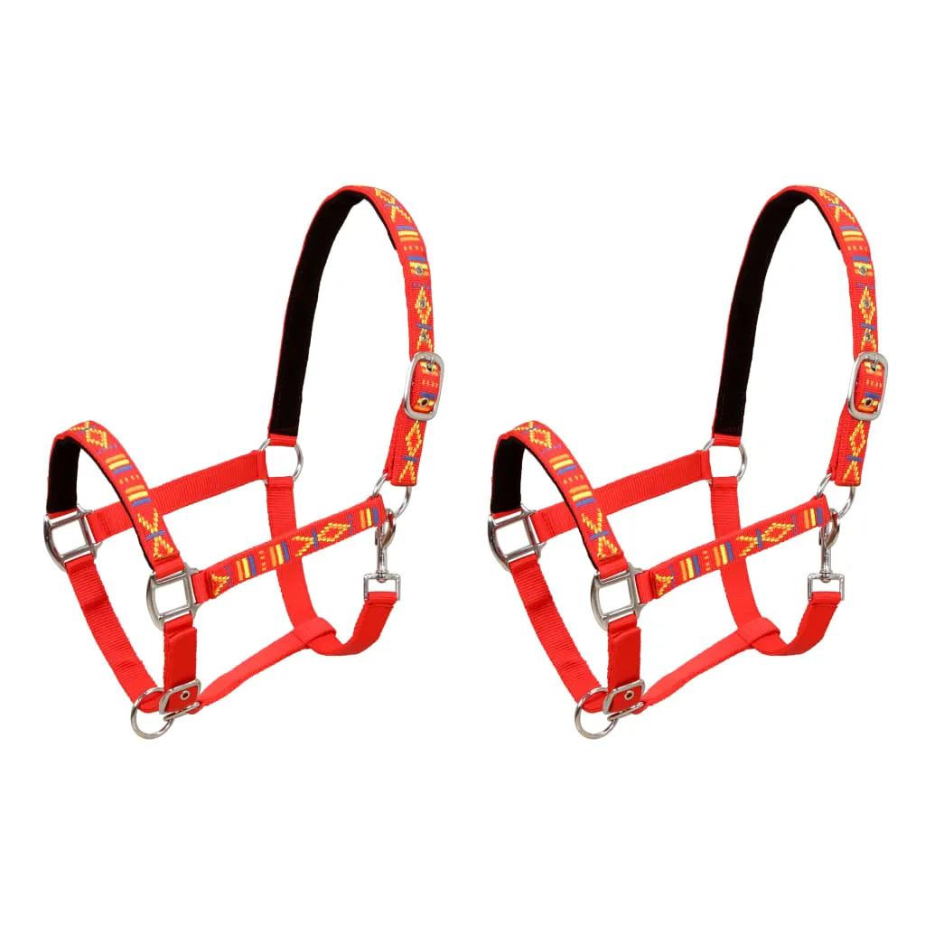 vidaXL Collare da Testa per Cavallo 2 pz in Nylon Taglia Full Rosso