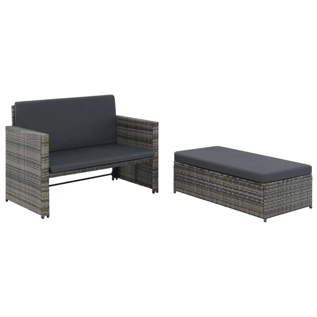 vidaXL Set Divani da Giardino 2 pz con Cuscini in Polyrattan Grigio