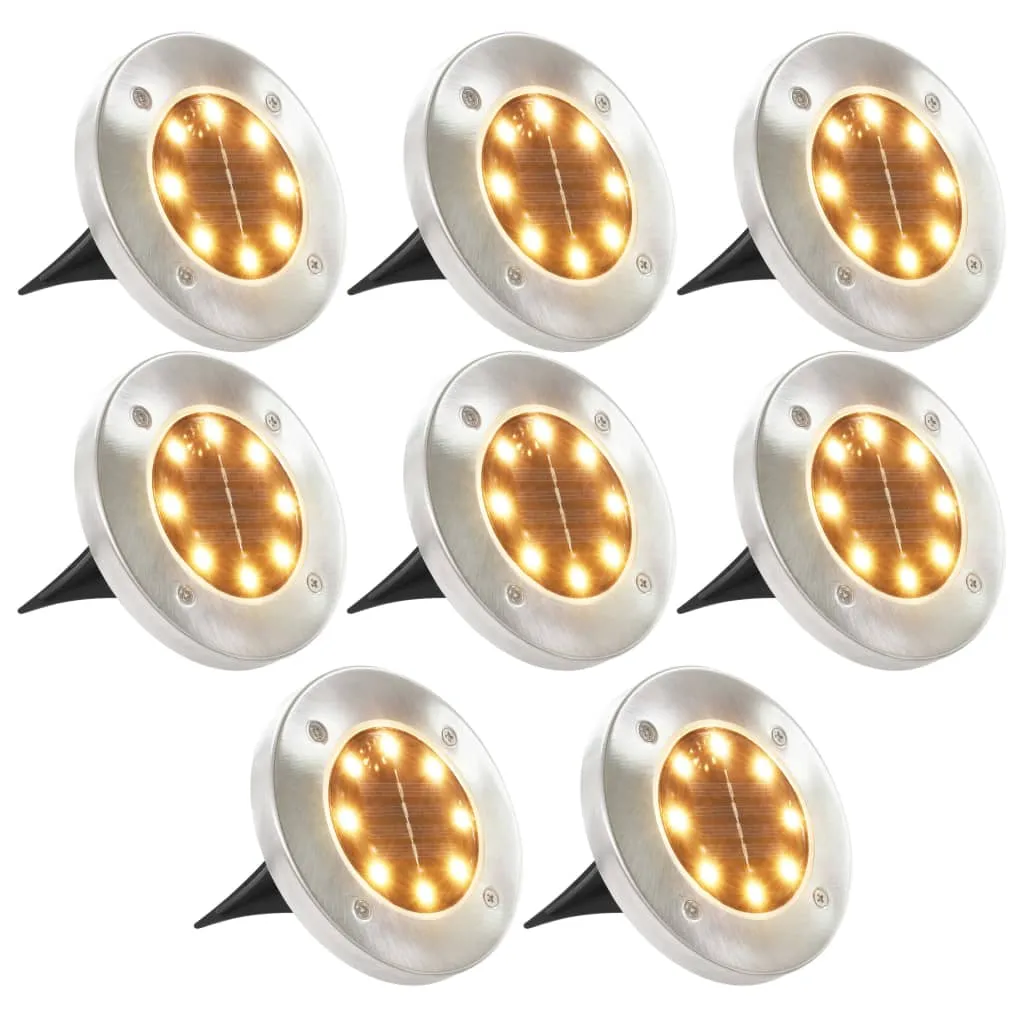 vidaXL Lampade Solari da Terra 8 pz Luci a LED Bianco Caldo