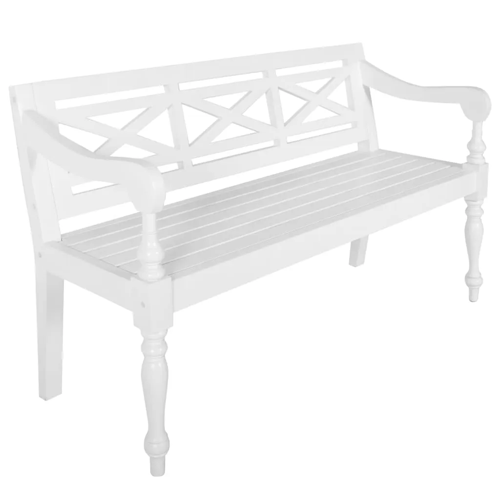 vidaXL Panchina Batavia 136 cm Legno Massello di Mogano Bianco