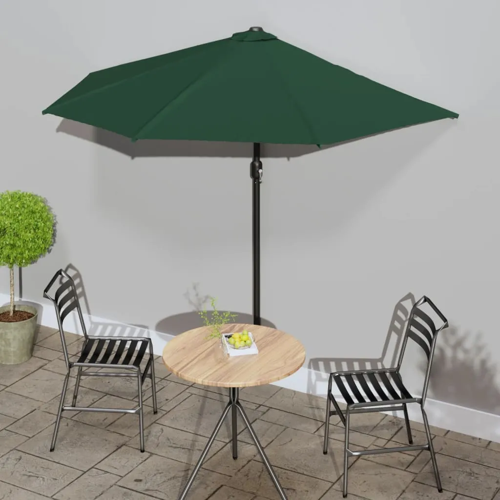 vidaXL Ombrellone da Balcone Palo in Alluminio Verde 270x144 cm a Metà