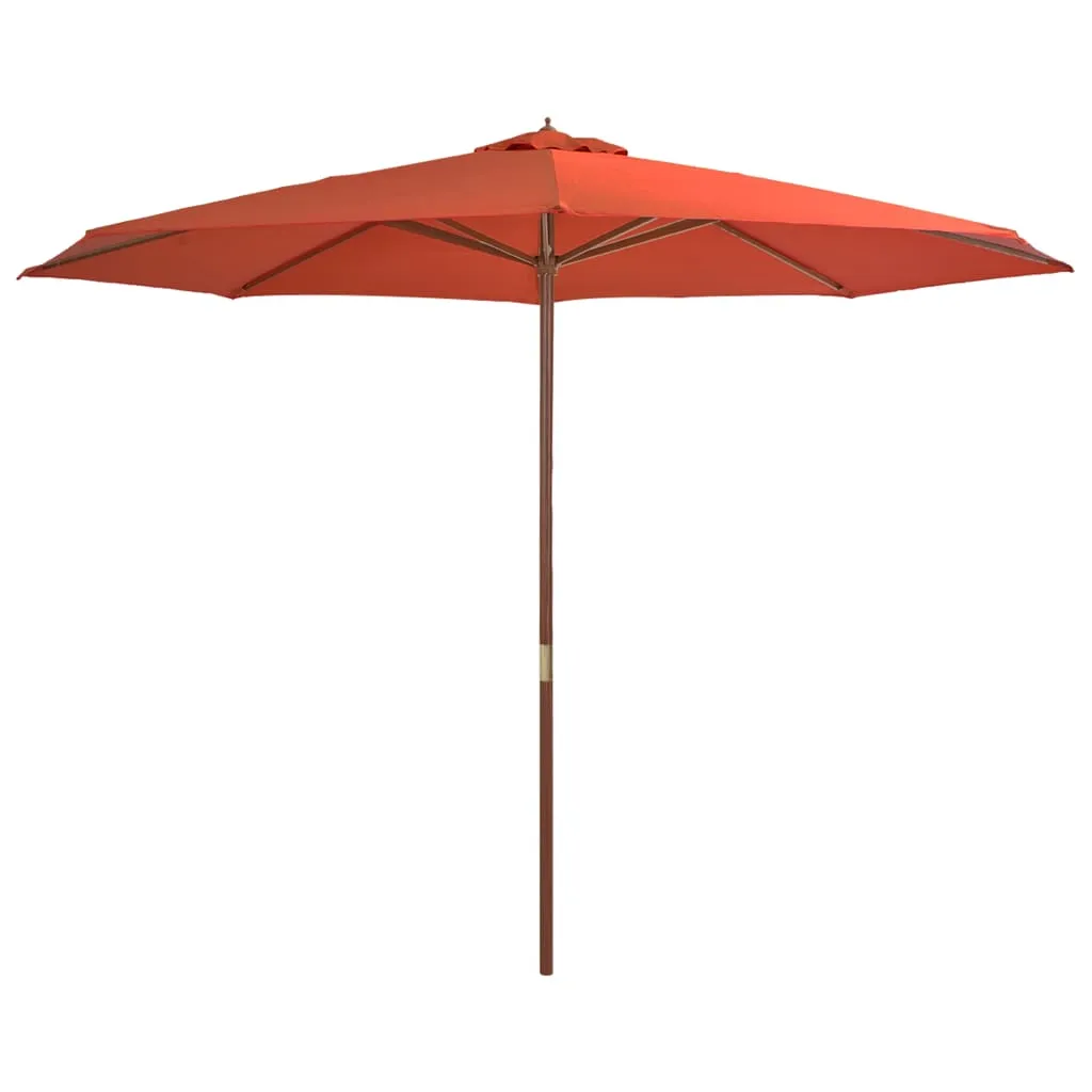 vidaXL Ombrellone da Esterni con Palo in Legno 350 cm Terracotta