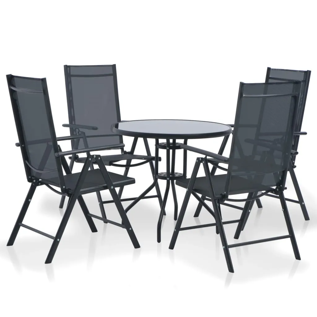 vidaXL Set da Pranzo da Giardino 5 pz in Alluminio e Textilene Nero