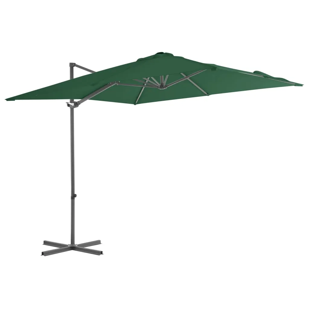 vidaXL Ombrellone a Sbalzo con Palo in Acciaio 250x250 cm Verde